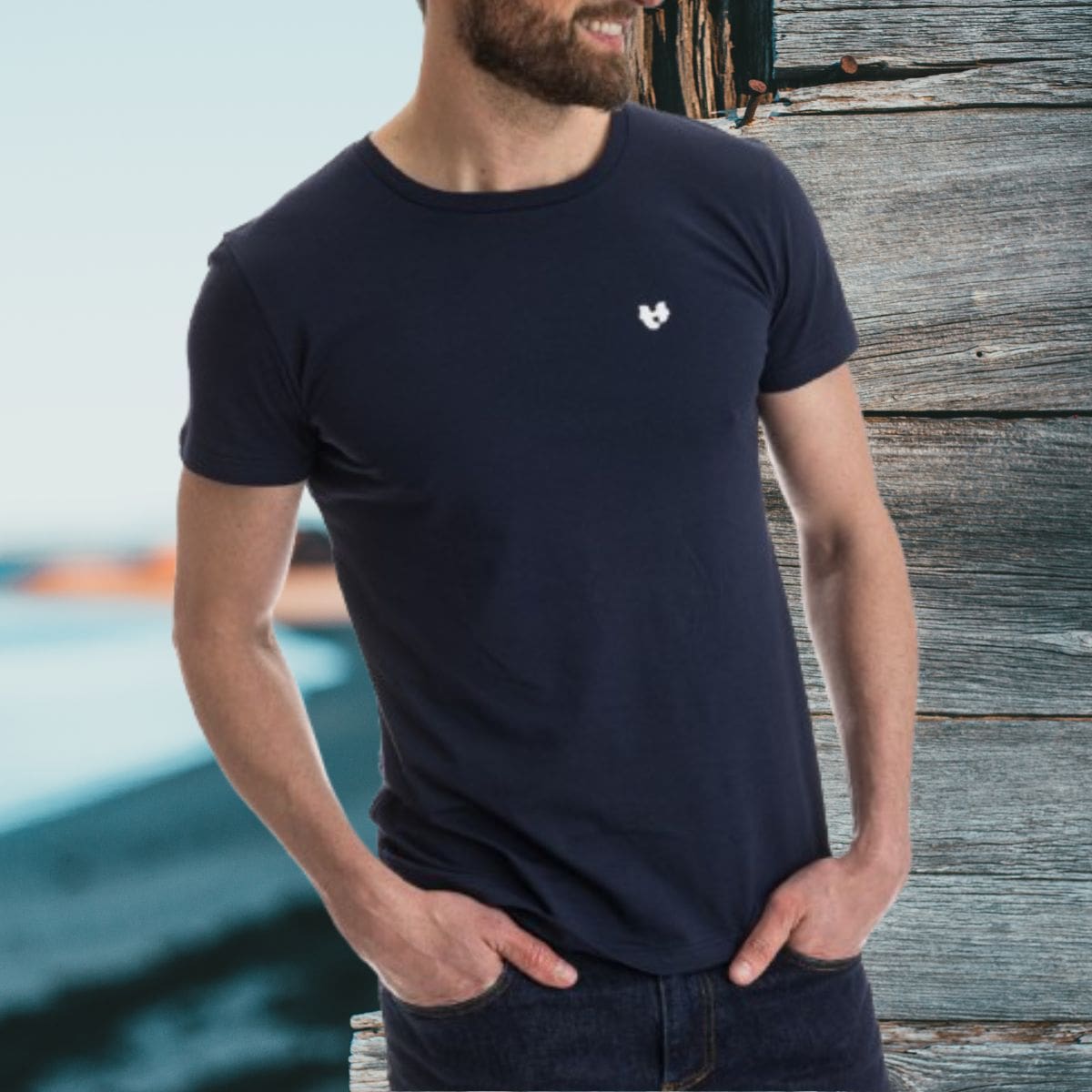 T-shirt bleu marine homme PALÂBA COEUR - T-shirt homme PALÂBA