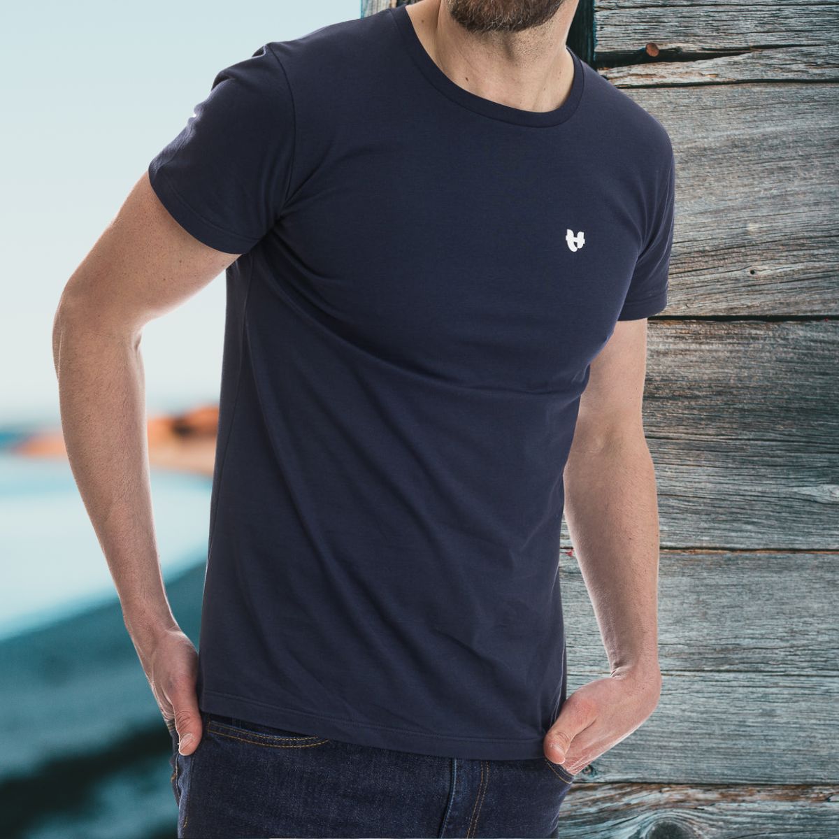T-shirt bleu marine homme PALÂBA COEUR - T-shirt homme PALÂBA