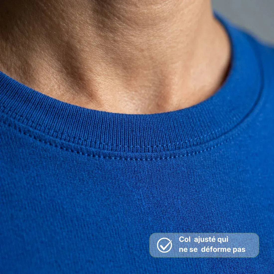 t-shirt bleu roi pour homme col rond coton bio made in France taille S/M/L/XL/XXL/23XL