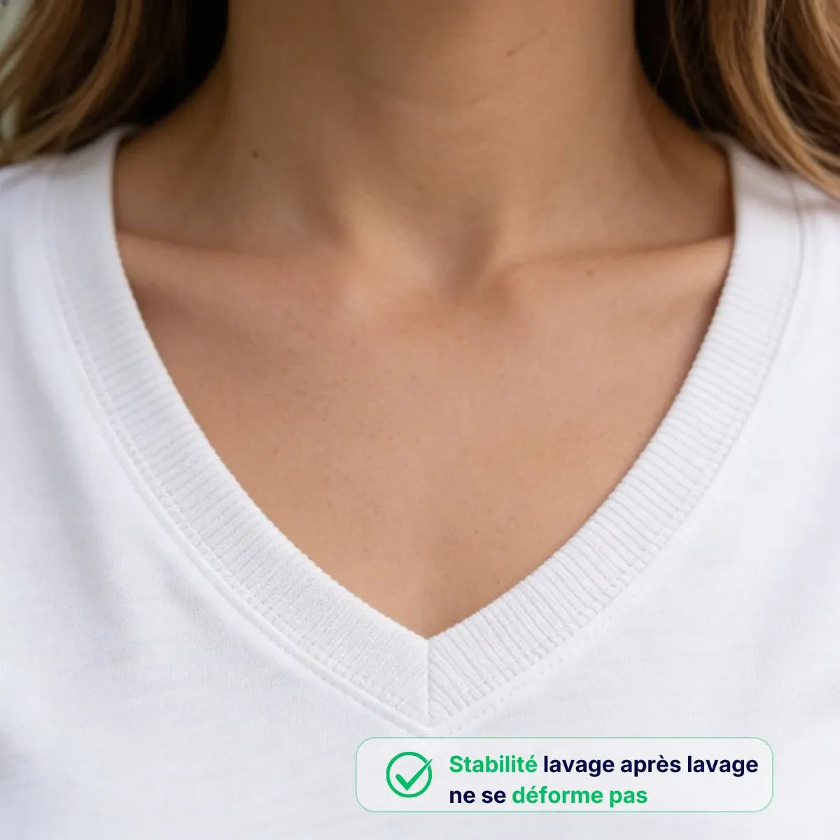 T shirt col V blanc femme | Coeur - T-shirt femme PALÂBA