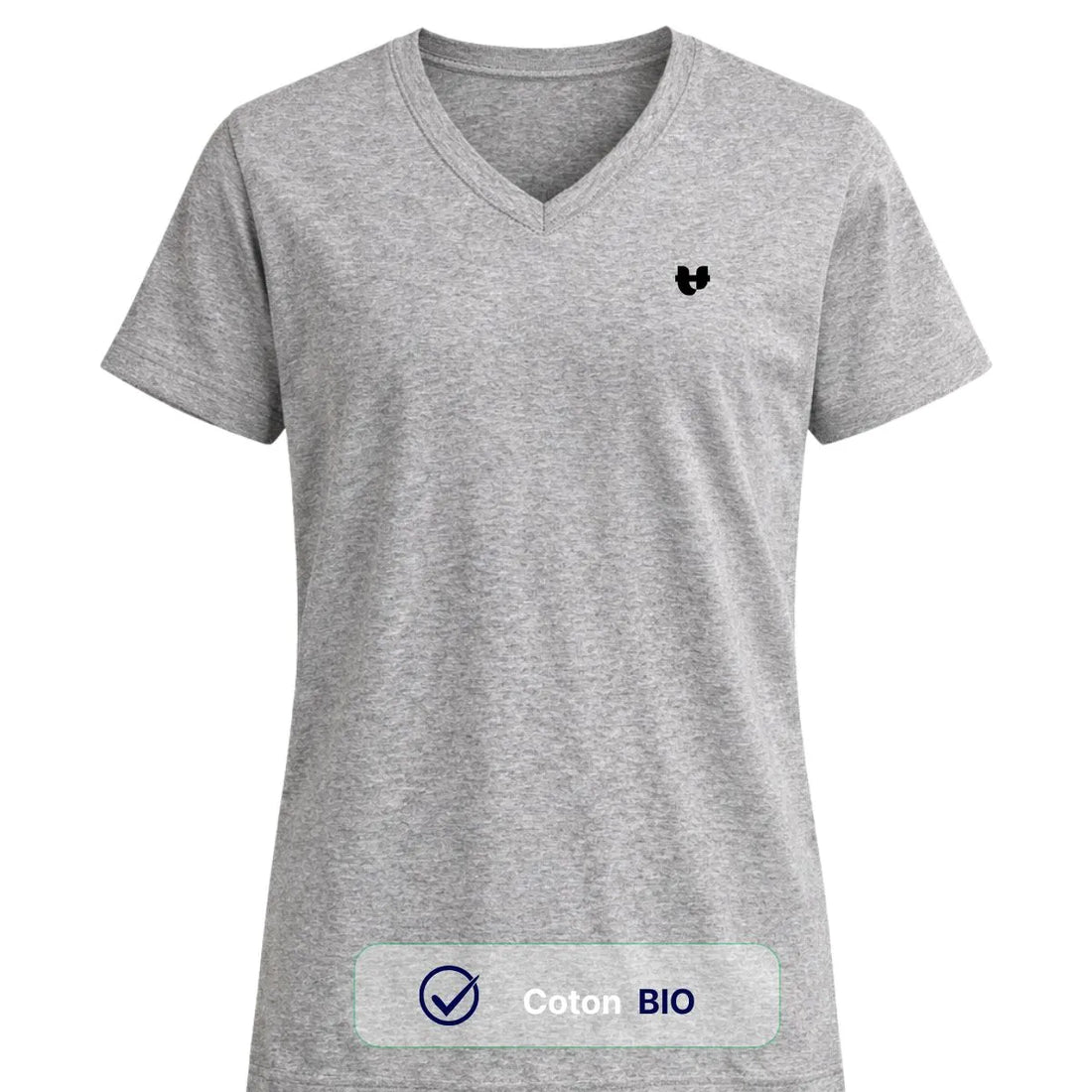 T shirt col V gris femme | Coeur - T-shirt femme PALÂBA
