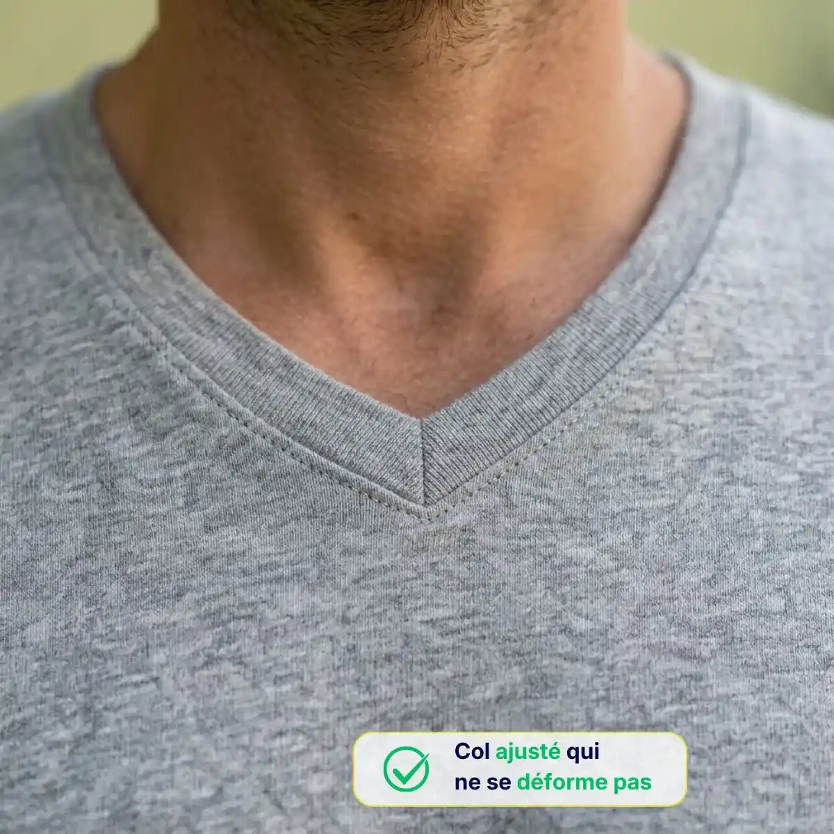 T shirt col V gris homme | Coeur - T-shirt homme PALÂBA
