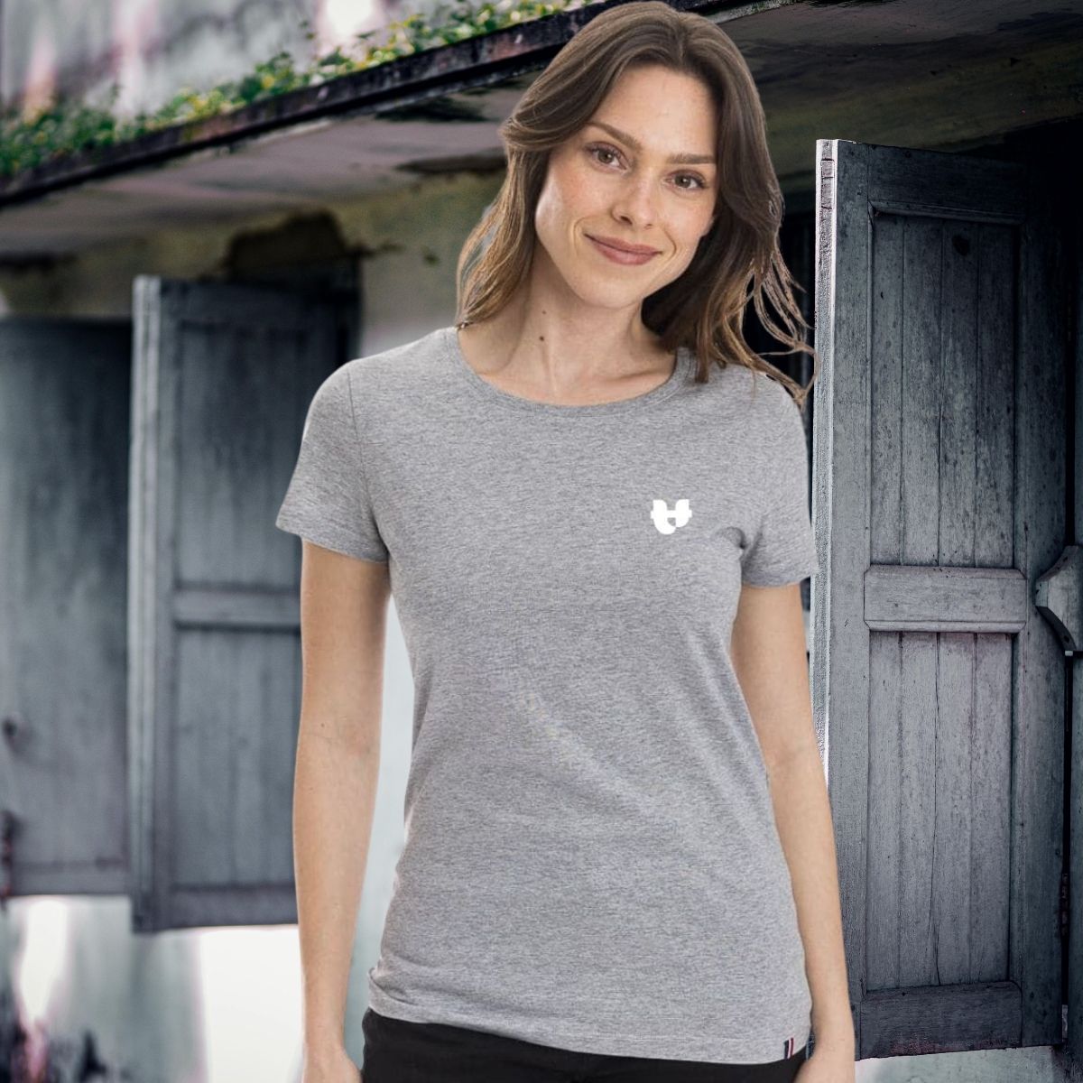 T shirt gris femme PALÂBA cœur - T-shirt femme PALÂBA