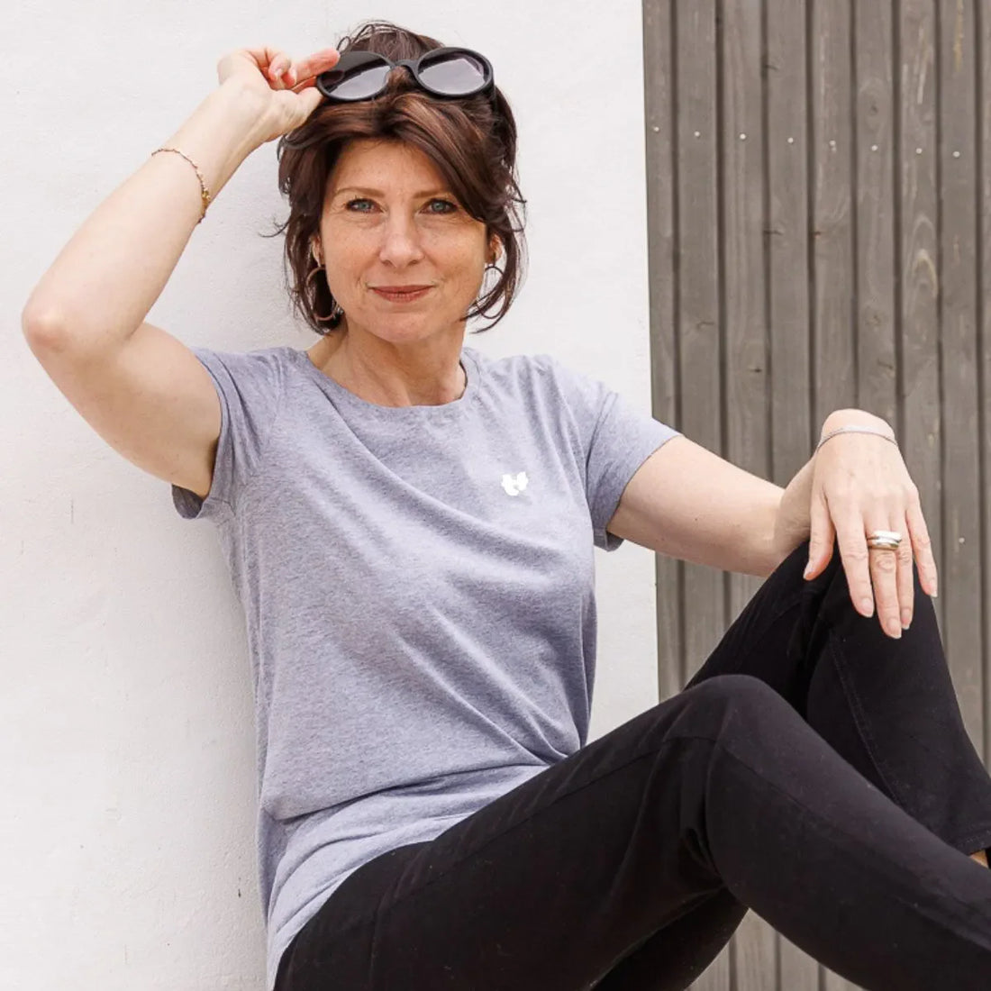 T shirt gris femme PALÂBA cœur - T-shirt femme PALÂBA