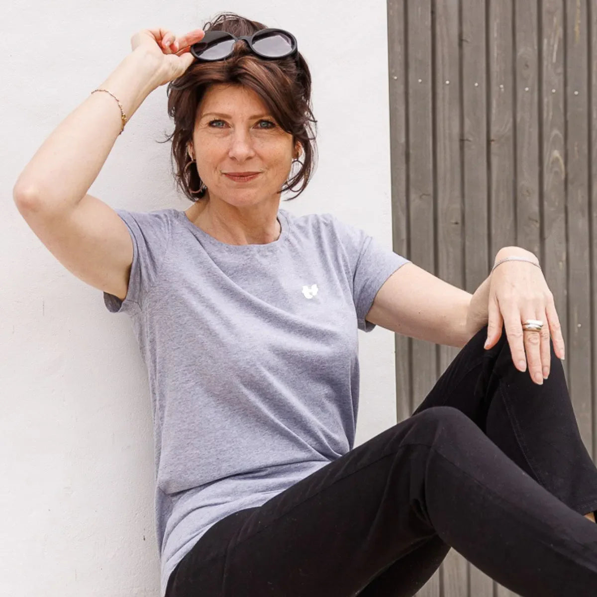 T shirt gris femme PALÂBA cœur - T-shirt femme PALÂBA