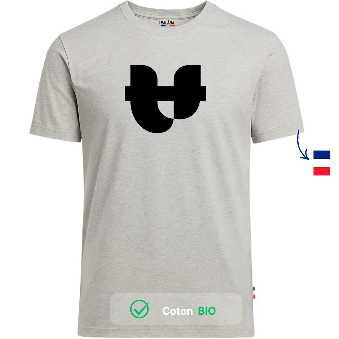 T SHIRT HOMME GRIS COTON BIO MADE IN FRANCE PALÂBA