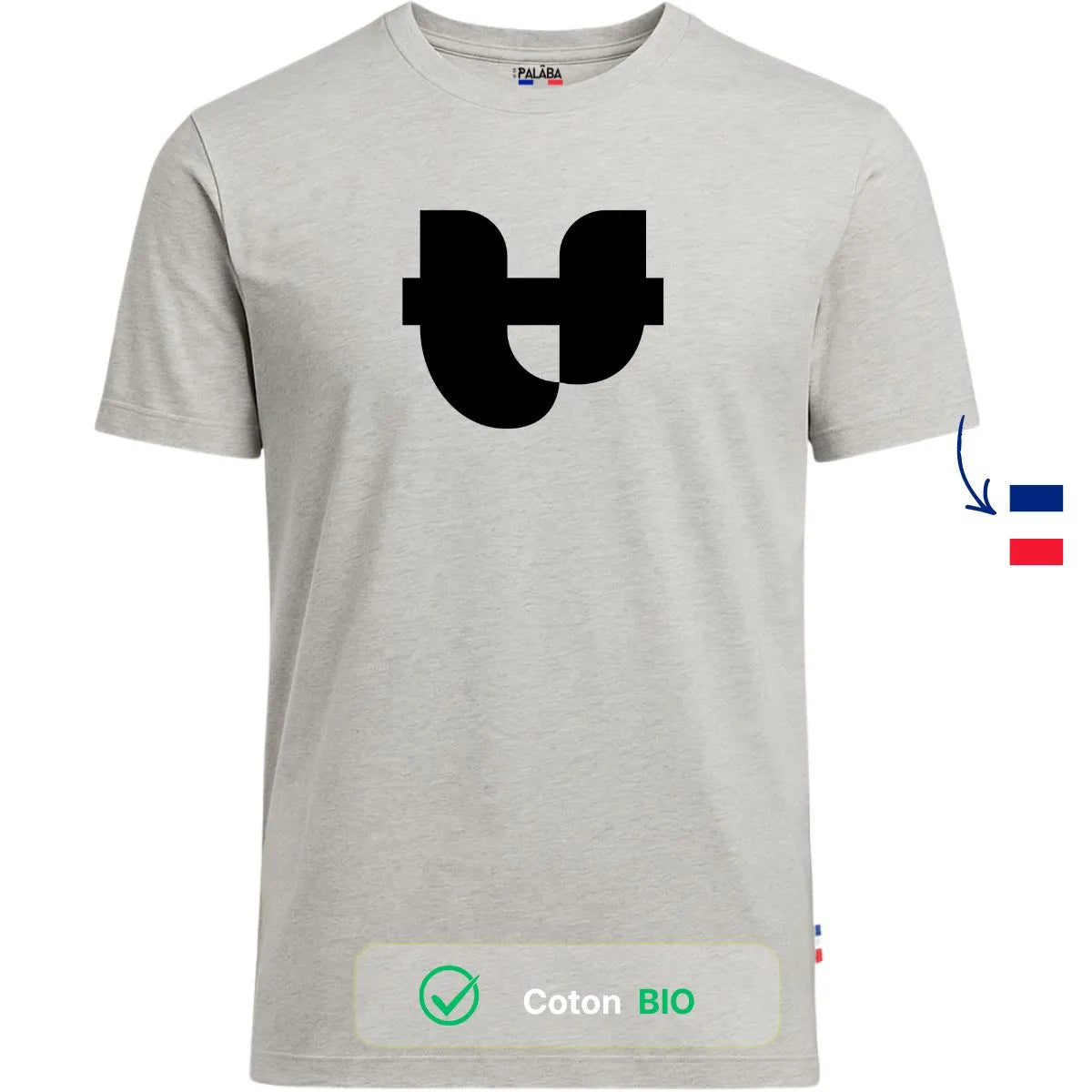 T SHIRT HOMME GRIS COTON BIO MADE IN FRANCE PALÂBA