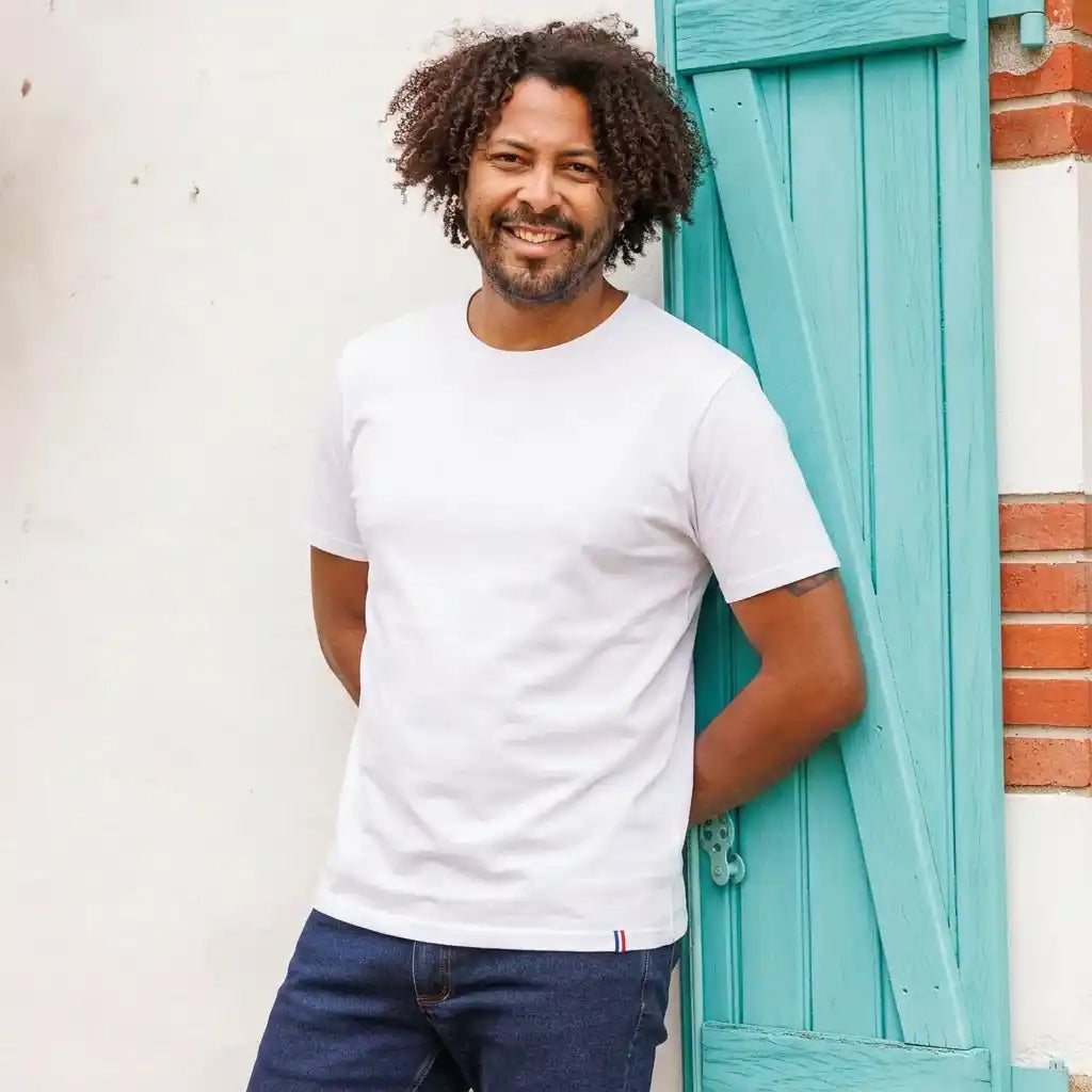 T SHIRT HOMME EPAIS BLANC COTON BIO FABRIQUE EN FRANCE TAILLE S/M/L/XL/2XL