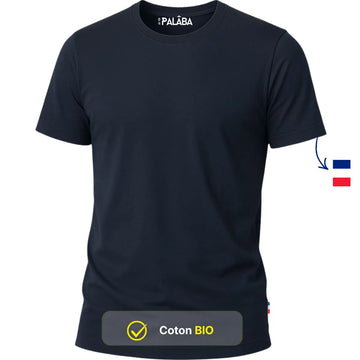 t shirt épais marine col rond coton bio pour homme made in France