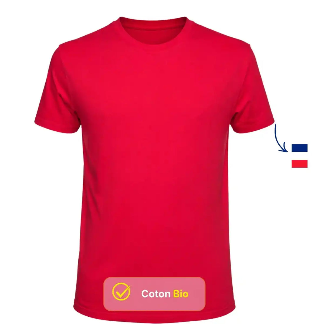 t-shirt pour homme rouge en coton bio et col rond fabriqué en France marque PALÂBA