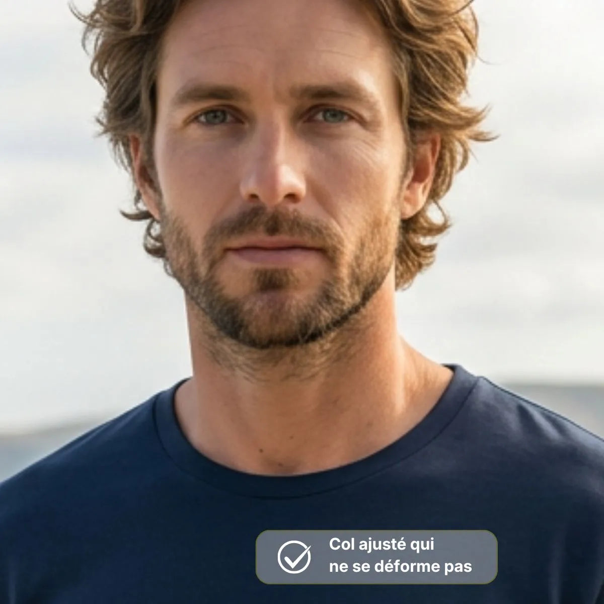 T shirt manche longue Marine | Coeur - T-shirt homme PALÂBA