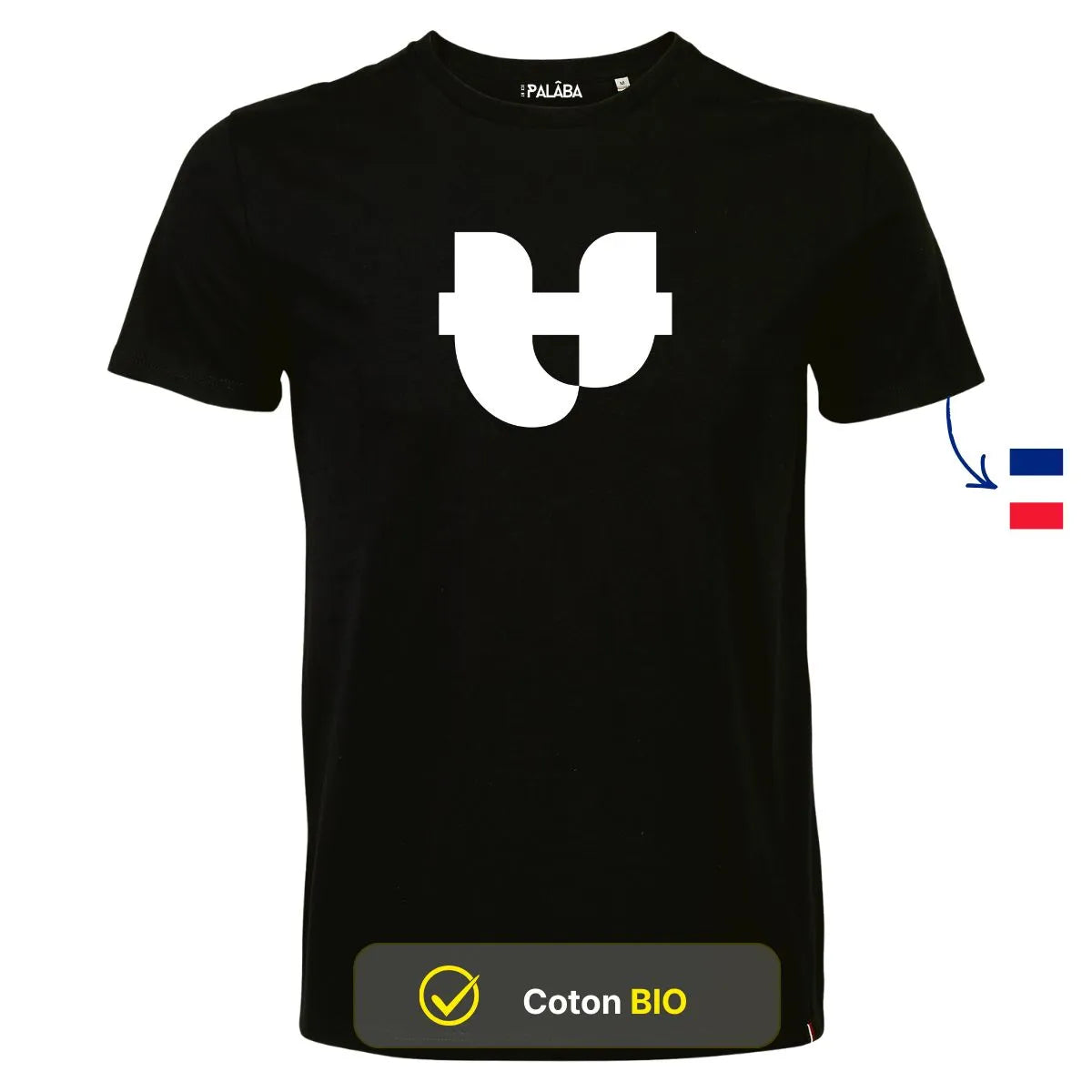 Tshirt noir imprimé coton bio