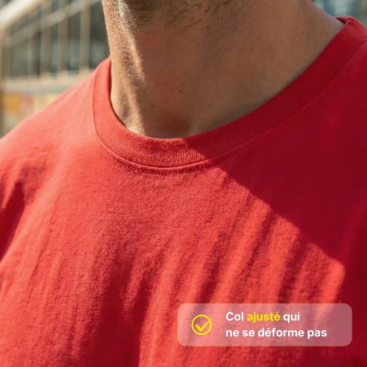 t-shirt pour homme rouge en coton bio et col rond fabriqué en France marque PALÂBA