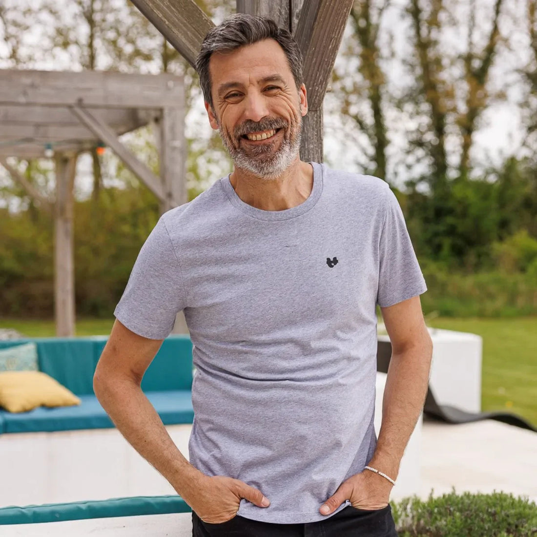 Tee shirt gris homme PALÂBA COEUR - T-shirt homme PALÂBA